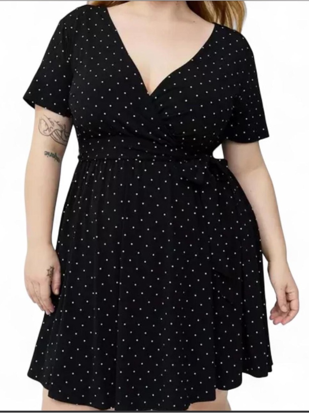 Polka Dot V-Neck Romper- Black Size 4X